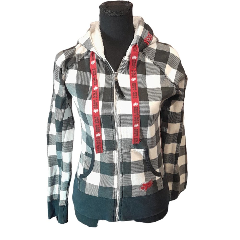 Fox Girls Fox Racing Zip up Hoodie Checkered Small